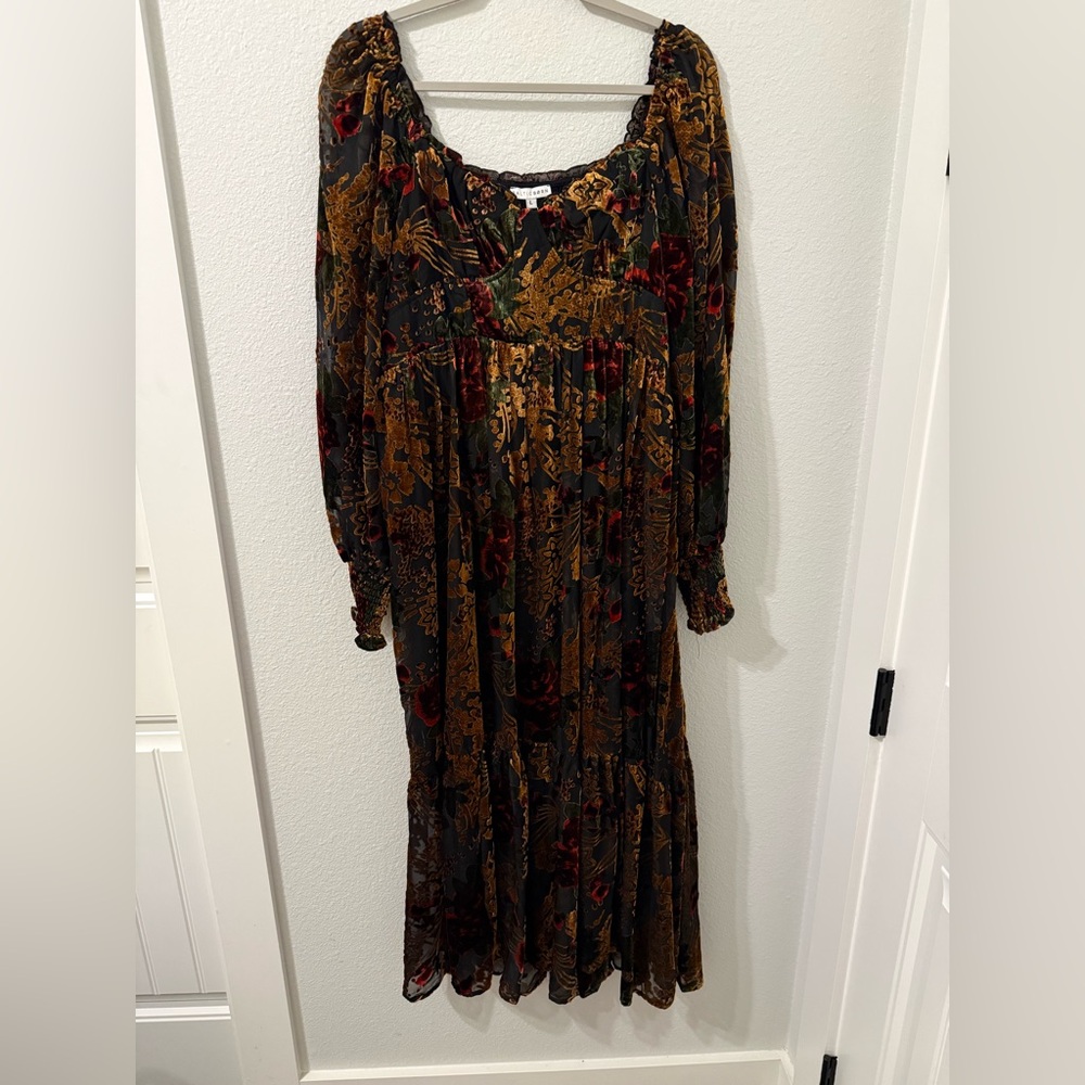 Baltic Born Multicolor Velvet Long Sleeve Dress